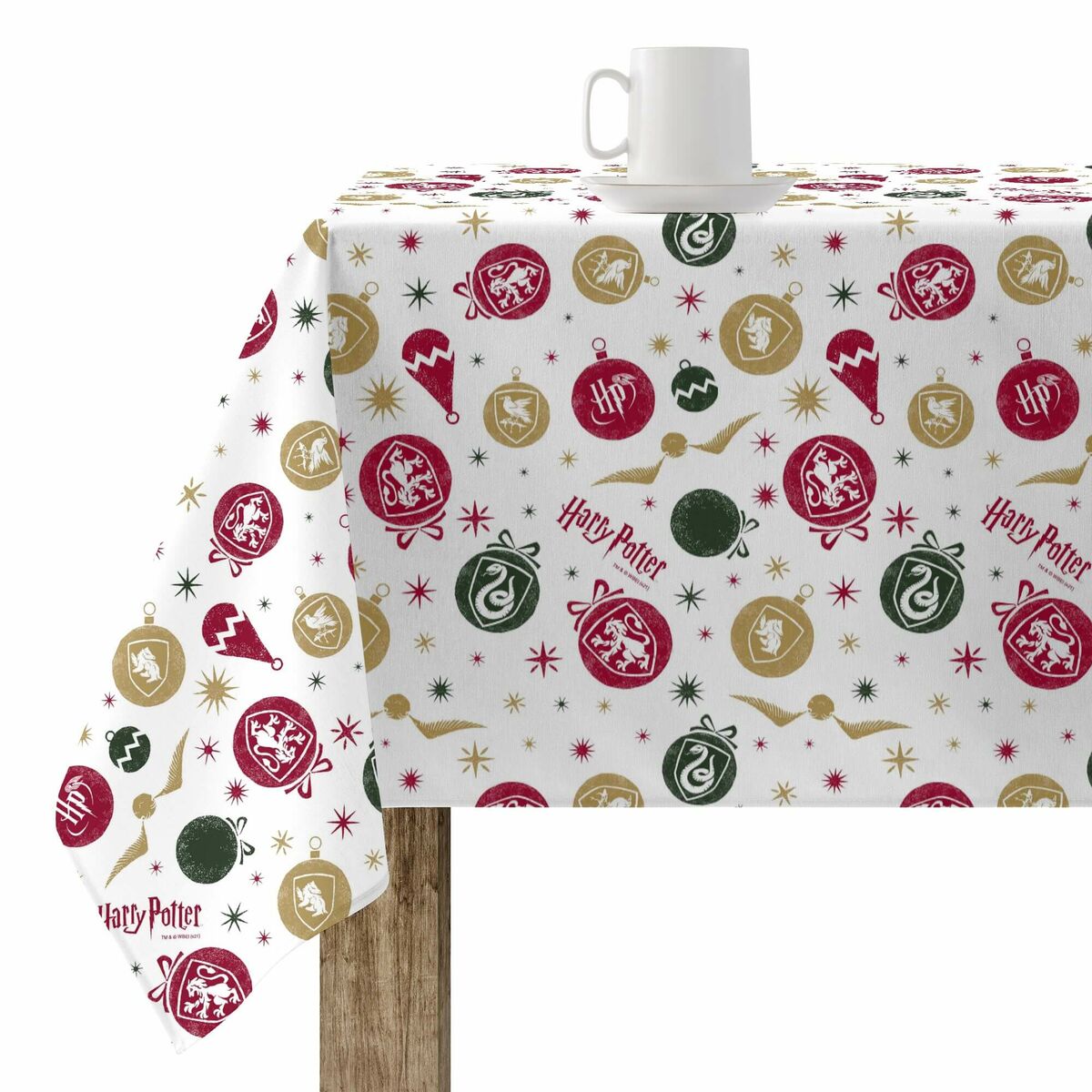 Stain-proof resined tablecloth Harry Potter Christmas Multicolour 150 x 150 cm-0