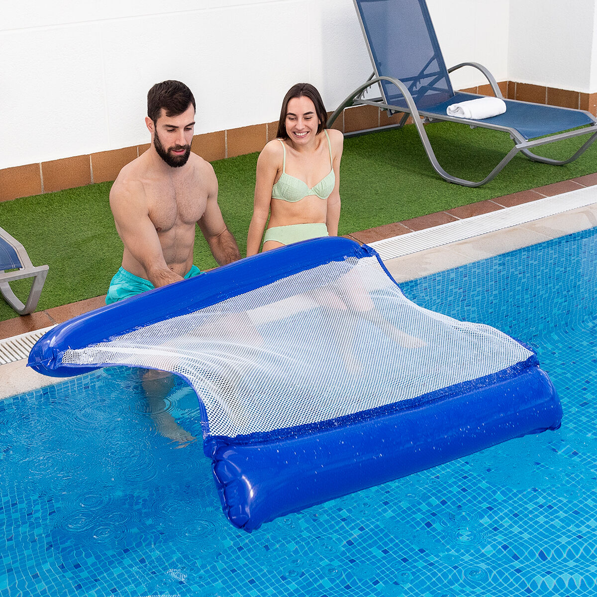 Double Floating Water Hammock for Swimming Pool Twolok InnovaGoods-8