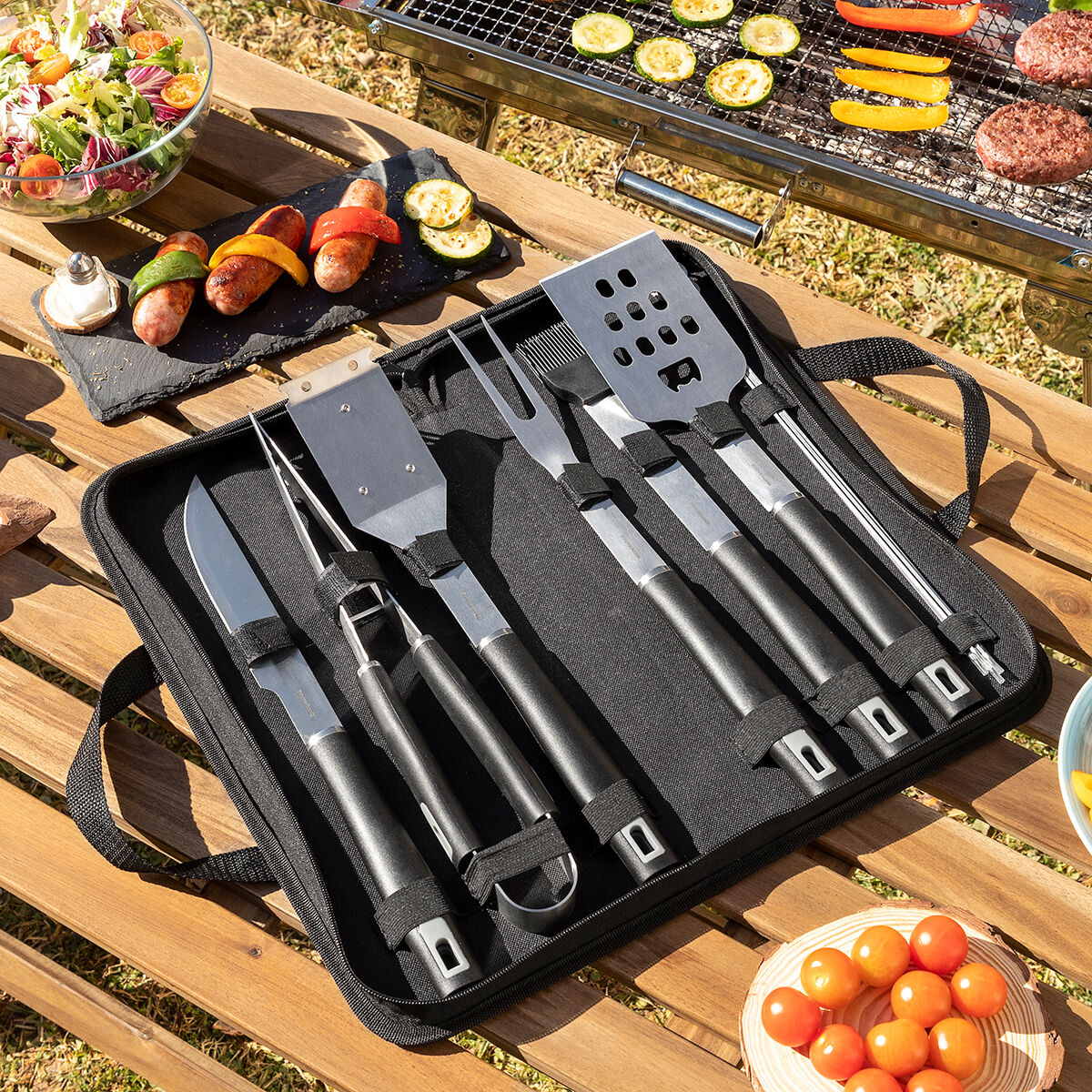 BBQ Utensils Kit with Case BBSet InnovaGoods 12 Pieces-0