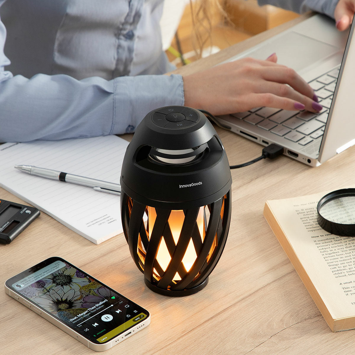 Wireless Speaker with Flame Effect LED Spekkle InnovaGoods-8