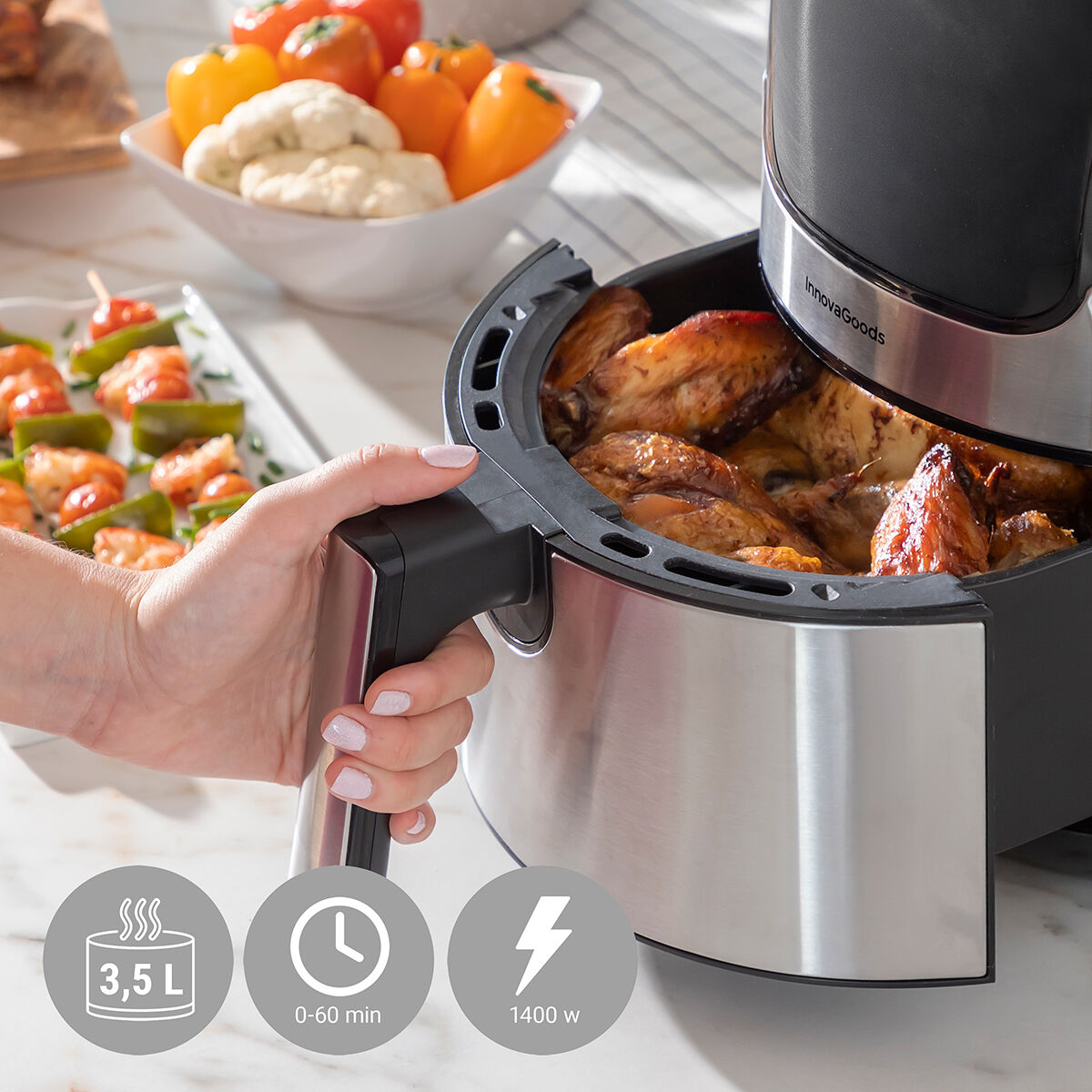 Air Fryer InnovaGoods Fryinn 3500 Black 1400 W 3,5 L Stainless steel-12