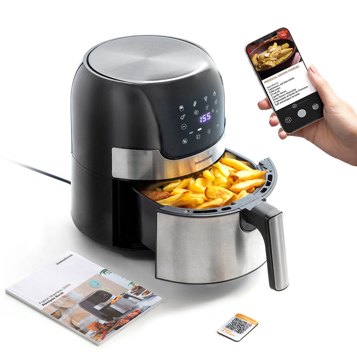 Air Fryer InnovaGoods Fryinn 3500 Black 1400 W 3,5 L Stainless steel-4