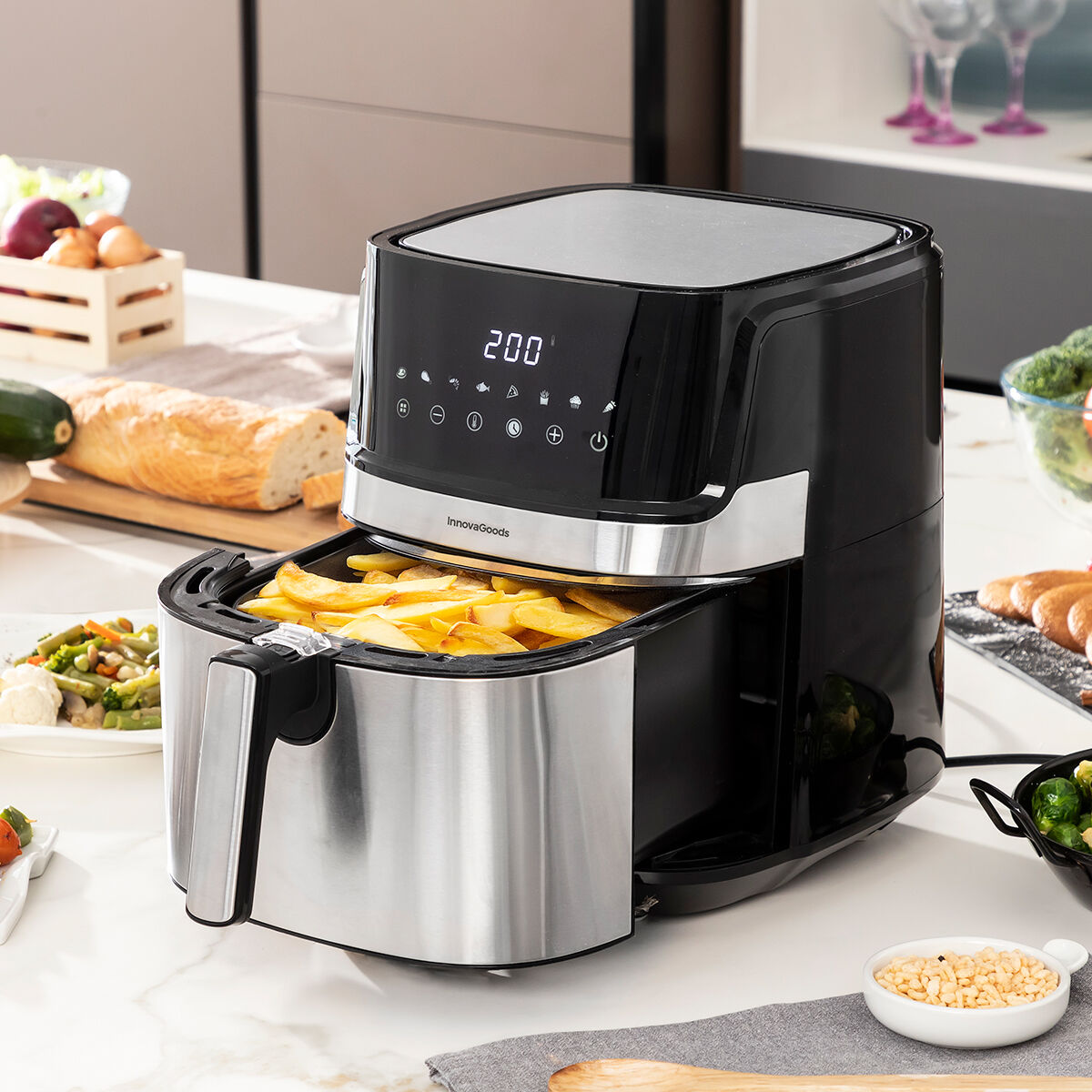 Air Fryer InnovaGoods Fryinn Pro 5500 Black 1700 W 5,5 L Stainless steel-0