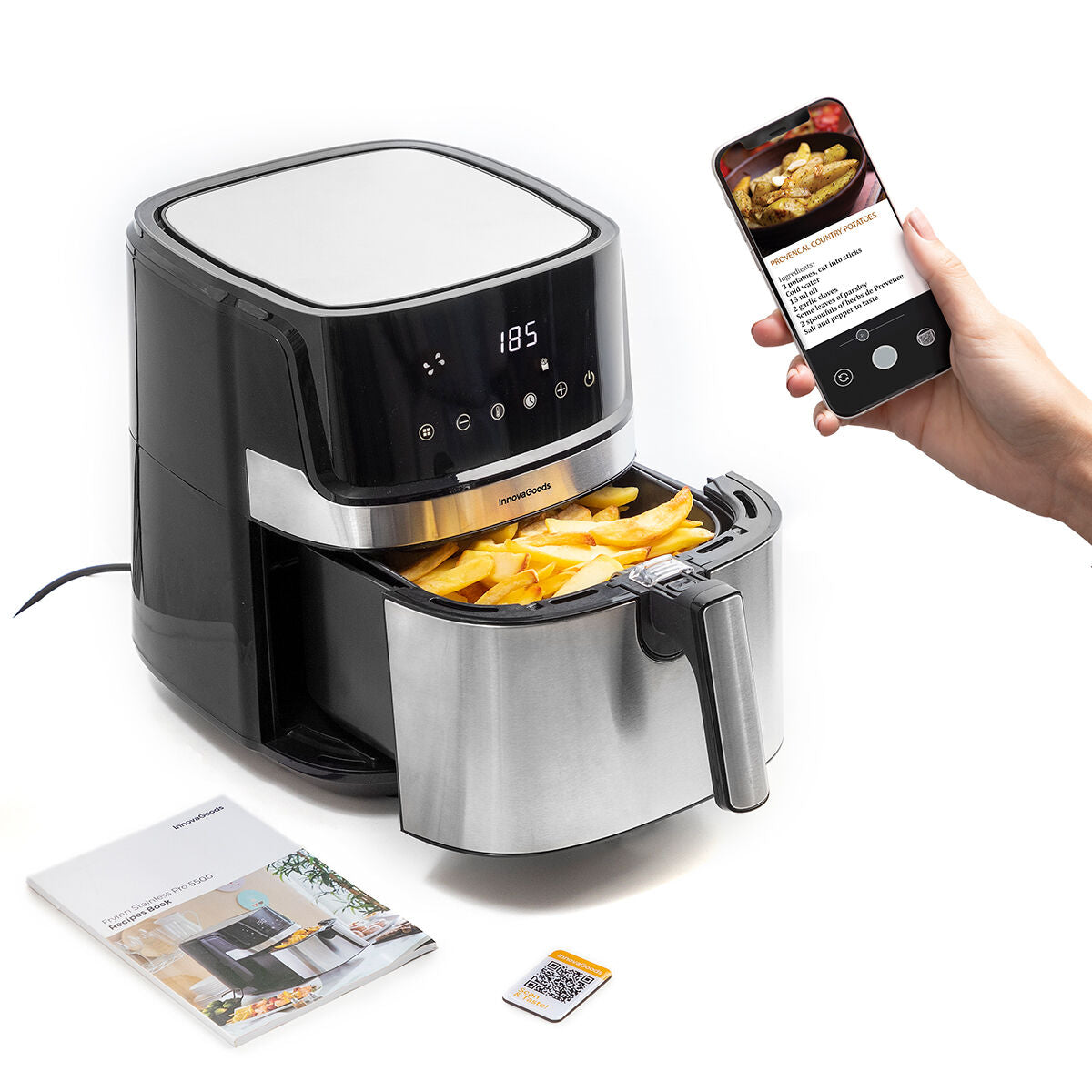 Air Fryer InnovaGoods Fryinn Pro 5500 Black 1700 W 5,5 L Stainless steel-4