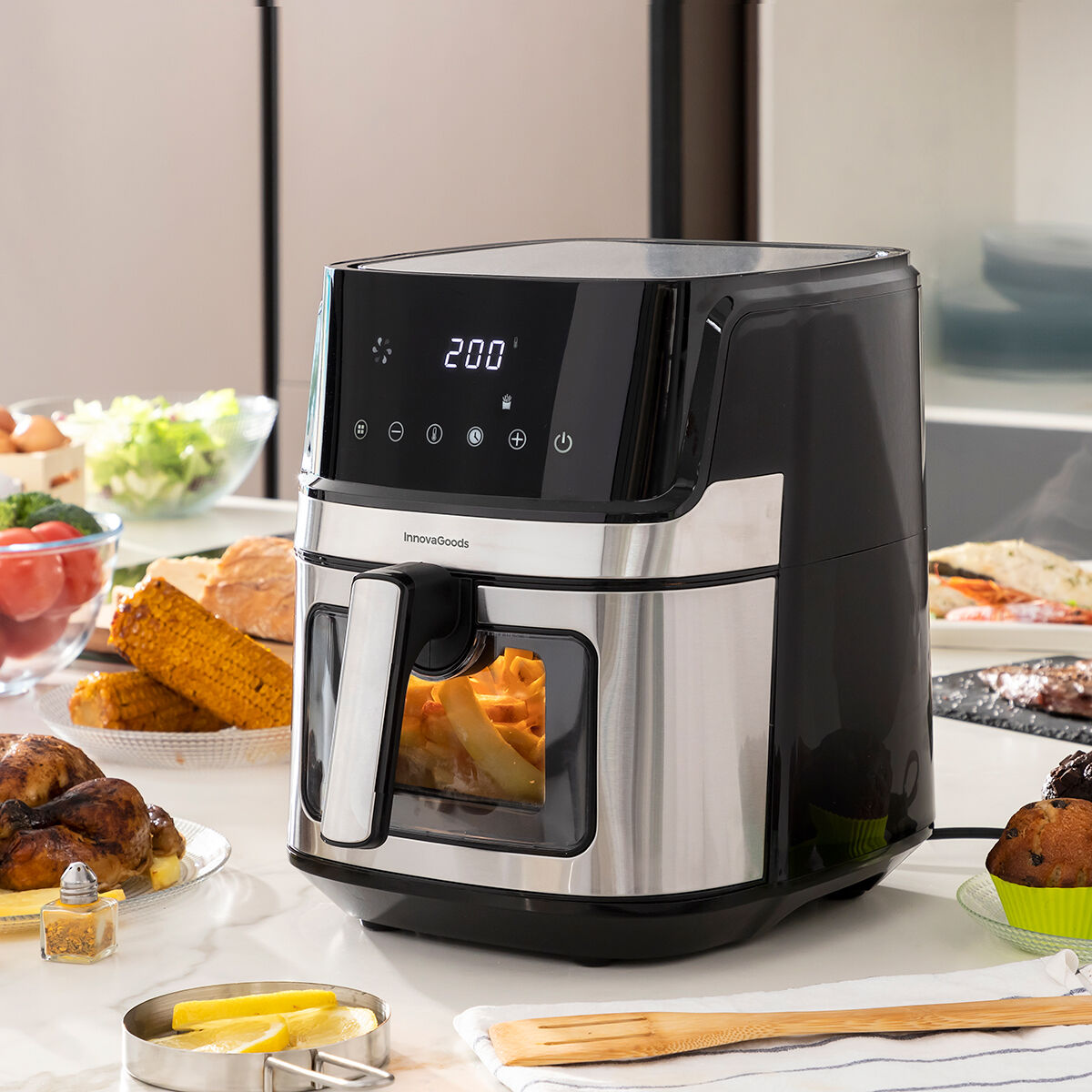 Air Fryer InnovaGoods Fryinn View 6500 Black 1700 W 6,5 L Stainless steel-0