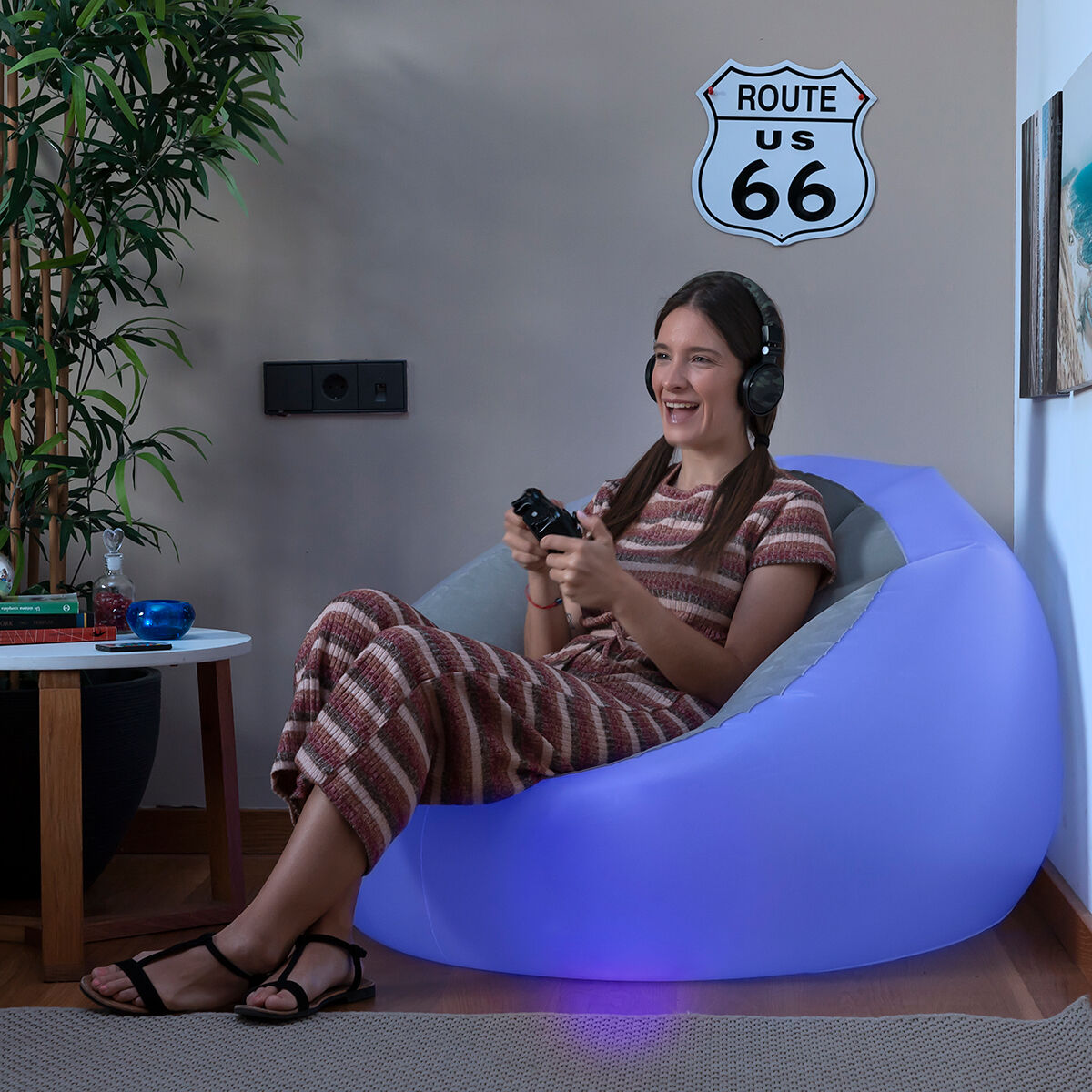 Inflatable Armchair with Multicoloured LED and Remote Control Chight InnovaGoods-14