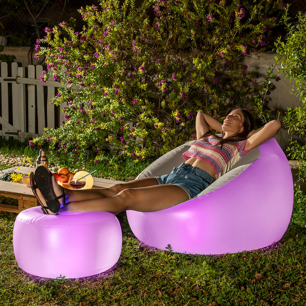 Inflatable Armchair with Multicoloured LED and Remote Control Chight InnovaGoods-10