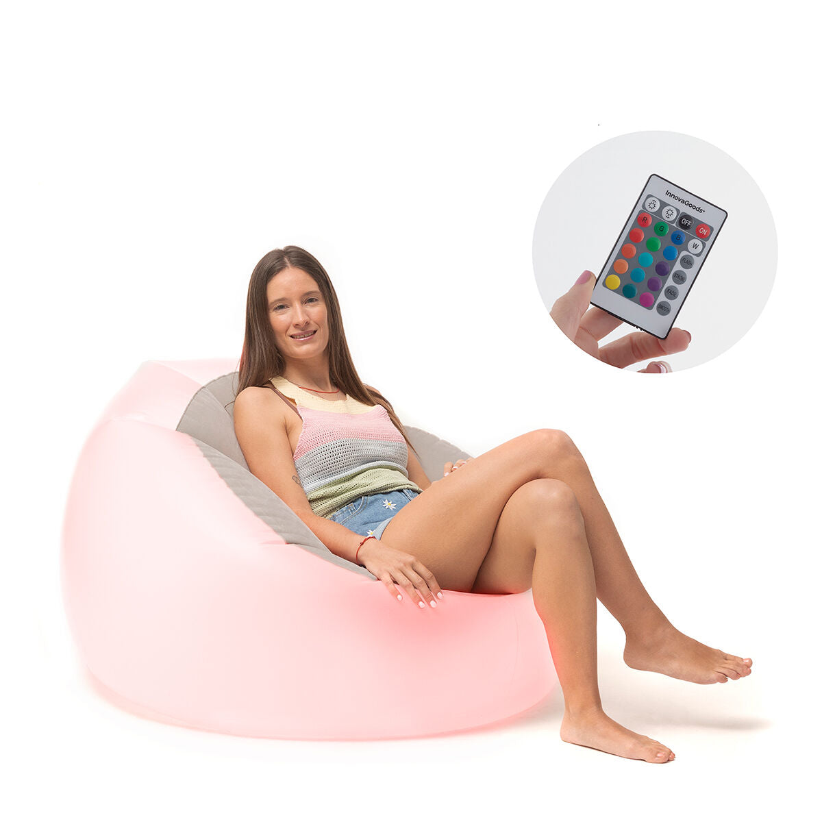 Inflatable Armchair with Multicoloured LED and Remote Control Chight InnovaGoods-5