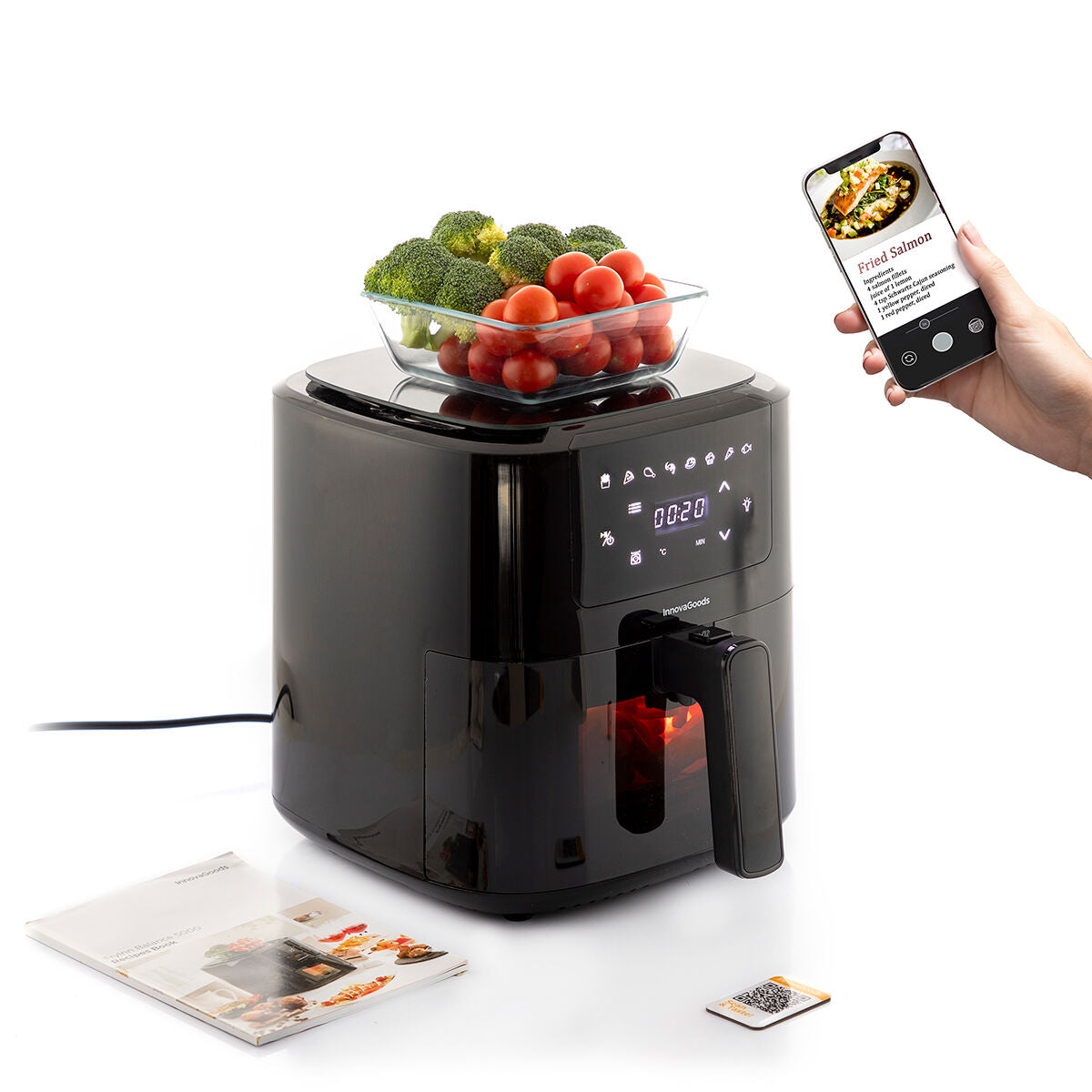 Air Fryer with Weighing Scale InnovaGoods Fryinn Balance 5000 Black 1500 W 5 L Stainless steel-4