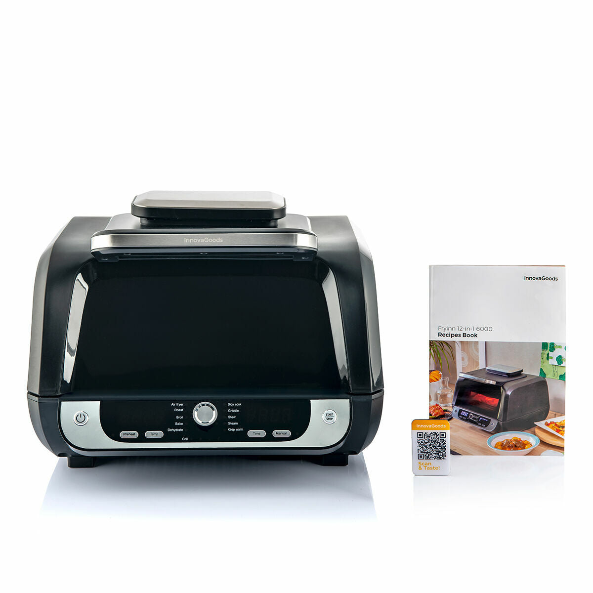 Air Fryer with Grill, Accessories and Recipe Book InnovaGoods Fryinn 12-in-1 6000 Black Steel 3400 W 6 L-4