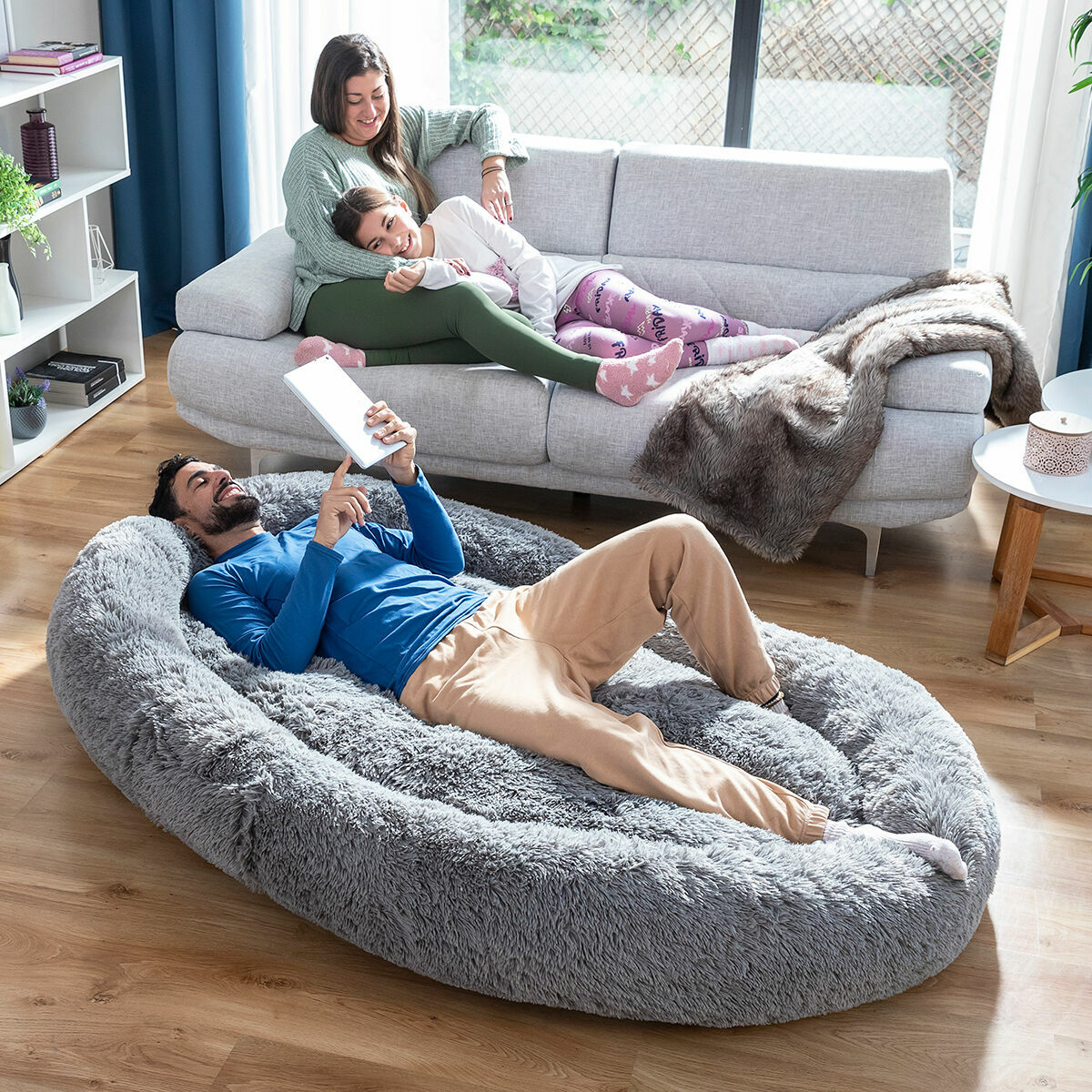 Human Dog Bed XXL InnovaGoods Grey-11