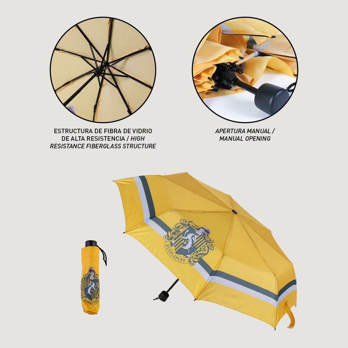 Foldable Umbrella Harry Potter Hufflepuff Yellow 53 cm-3