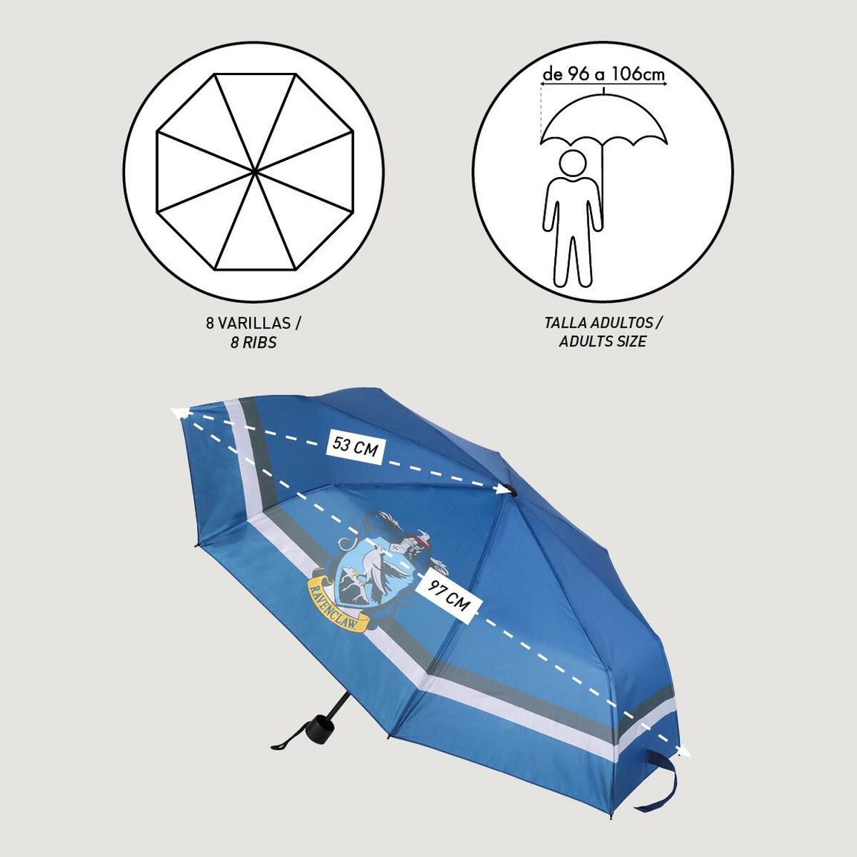 Foldable Umbrella Harry Potter Ravenclaw Blue 53 cm-2