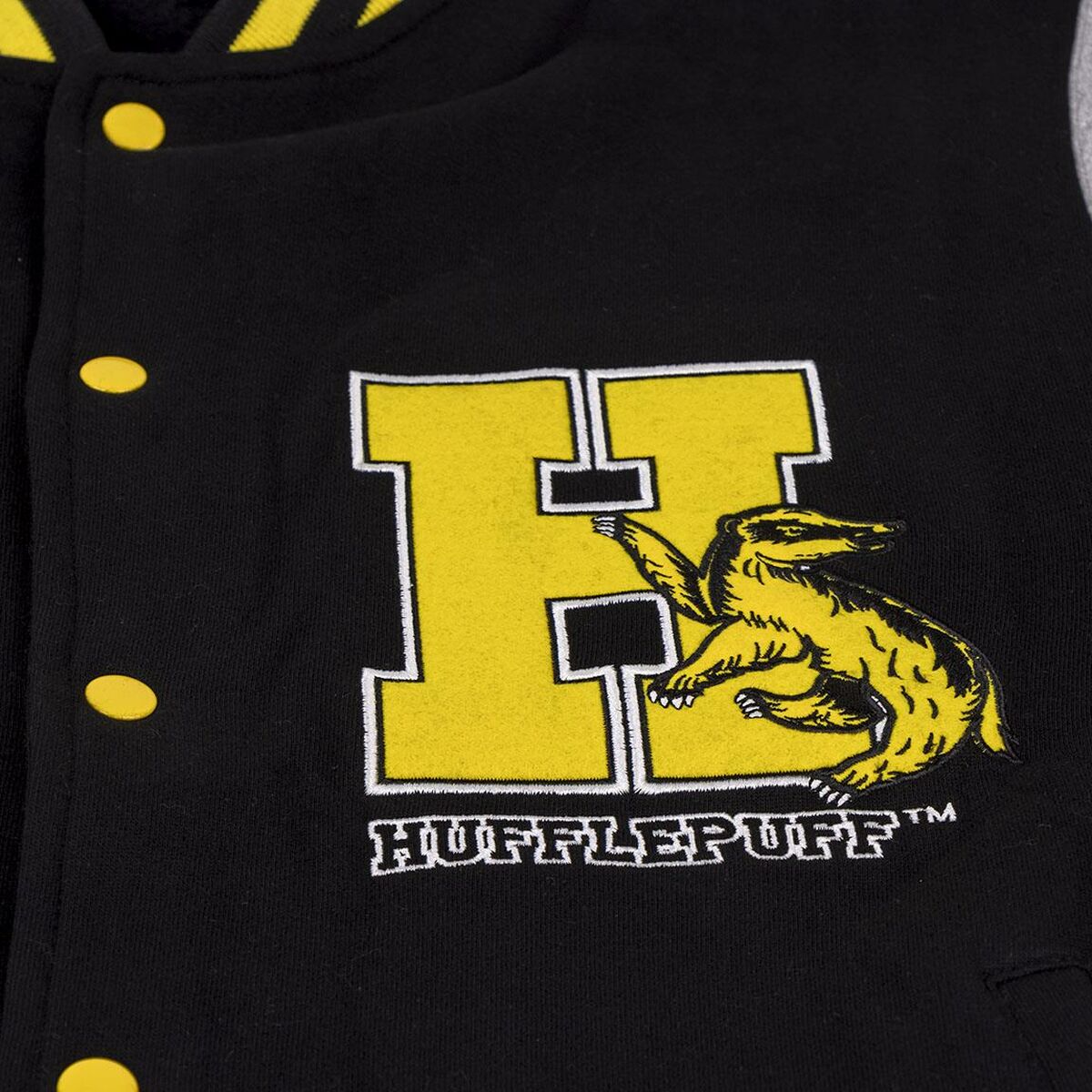 Unisex Sweatshirt without Hood Harry Potter Hufflepuff Grey Black-3