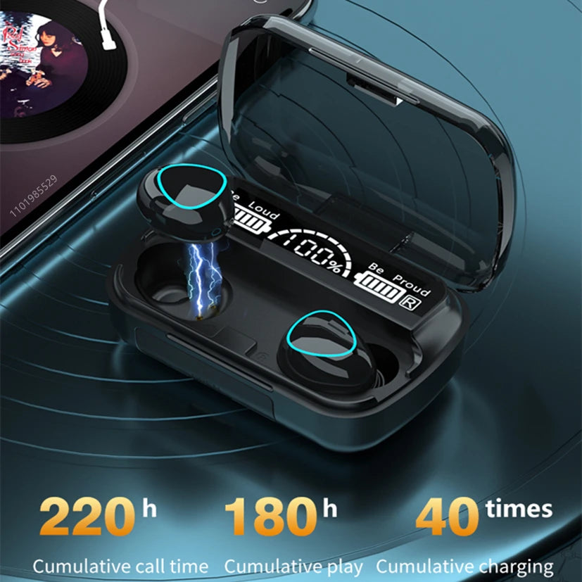 FNTWIF 3500mAh TWS Wireless Earphones Bluetooth Noise Canceling earbuds Stereo Headphones LED Display Sports Headset With Mic