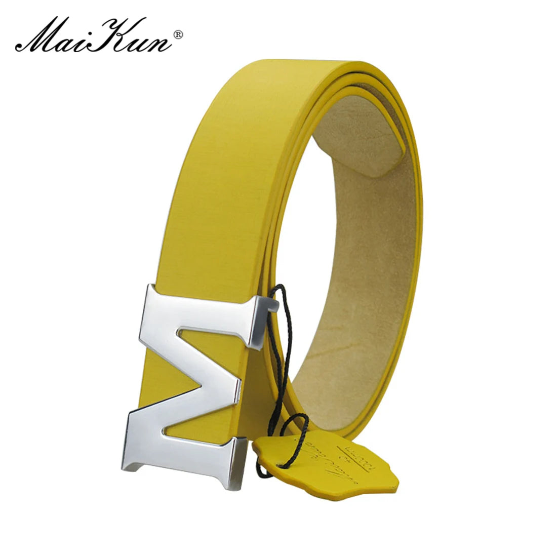 Maikun Women’s Leather Belts Removable Letter M Plate Buckle  High Quality PU Leather Belt  For Jeans Dress Halloween