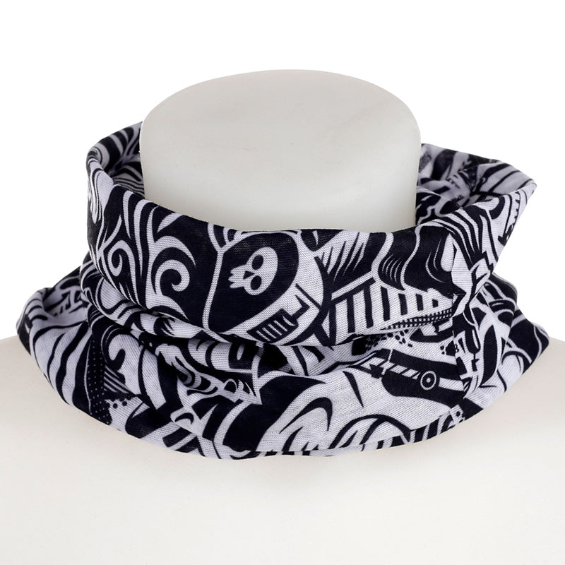 Neck Warmer Tube Scarf - Black & White Graffiti  BAND12-0