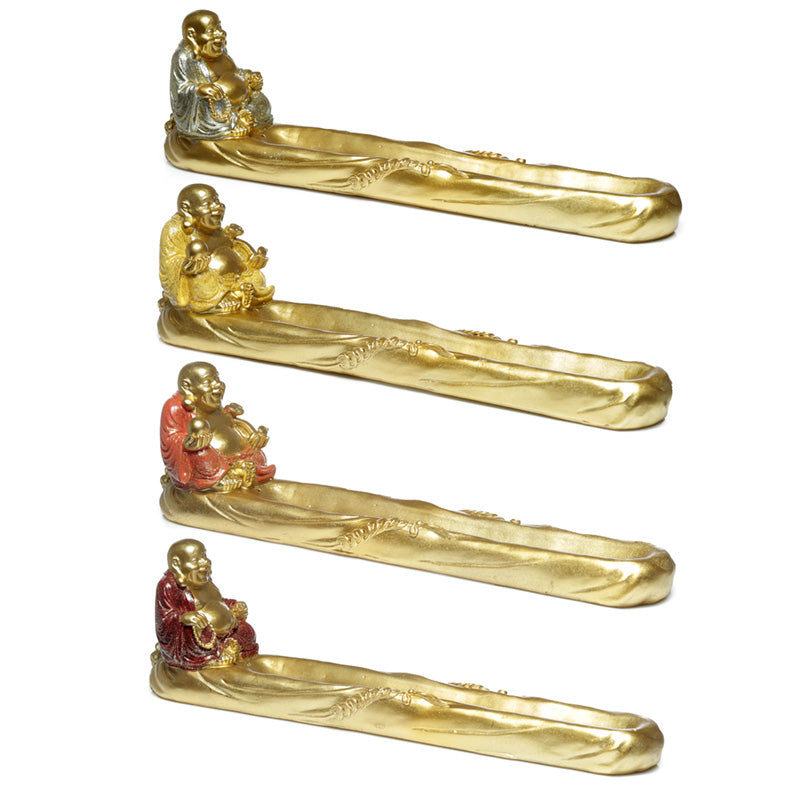 Ashcatcher Incense Stick Burner - Mini Lucky Glitter Chinese Laughing Buddha BUD377-0