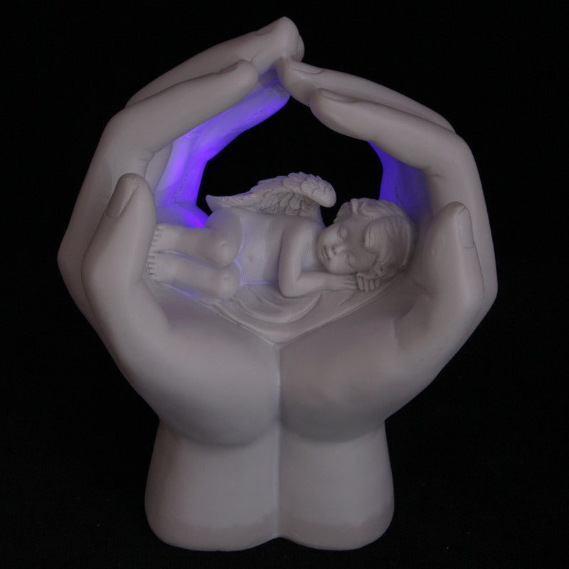 LED Cute Hands and Sleeping Cherub Ornament CHE66-0