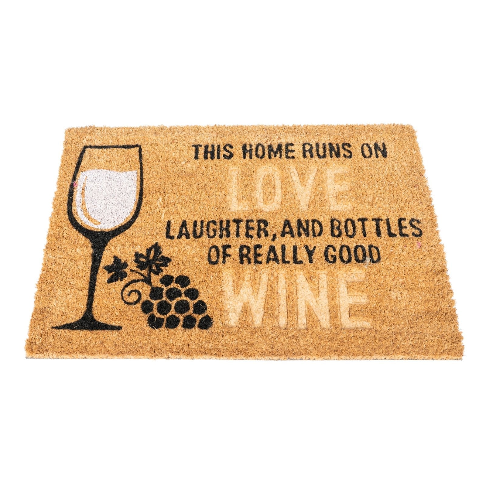 Coir Doormat with Wine Glass & Love-0