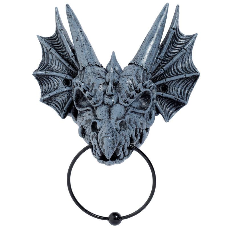 Shadows of Darkness Grey Stone Effect Dragon Skull Door Knocker DRG537-0