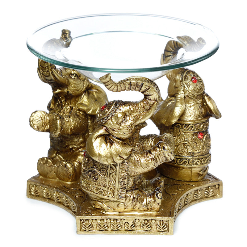 Oil and Wax Burner - Gold Lucky Elephant ELE33-0