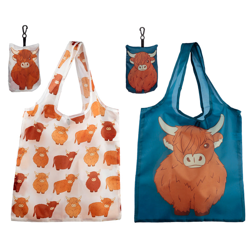 Handy Foldable Shopping Bag - Highland Coo Cow FBAG14-0