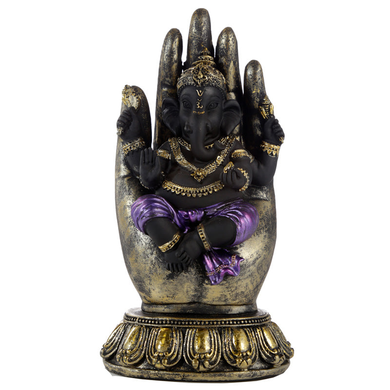 Decorative Purple, Gold & Black Ganesh - In Hand GAN13-0