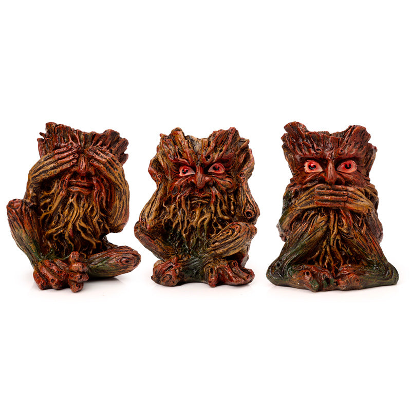 Fantasy Ornament - Treeman Hear No See No Speak No Evil Set of 3 GOTH54-0