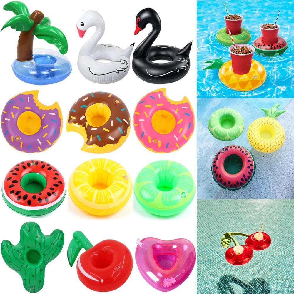 1Pc Inflatable Float Cup Pad Drink Holder Swimming Pool Cup Stand Holder Float Toy Coasters For Beverage Bottle Kids Toys