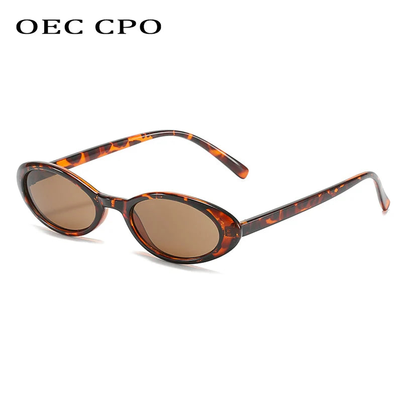 OEC CPO Sexy Small Oval Women's Sunglasses 2021 New Fashion Leopard Brown Hot Sun Glasses Female Retro Colorful Shade Eyeglass