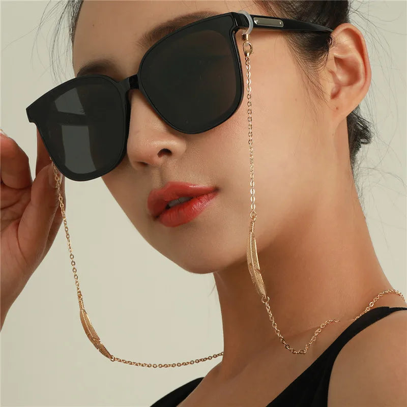 2021 Fashion Masking Chains for Women Sunglasses Chains Glasses Cord Holder Gold Color Leaf Eyewear Lanyard Necklace Strap Rope