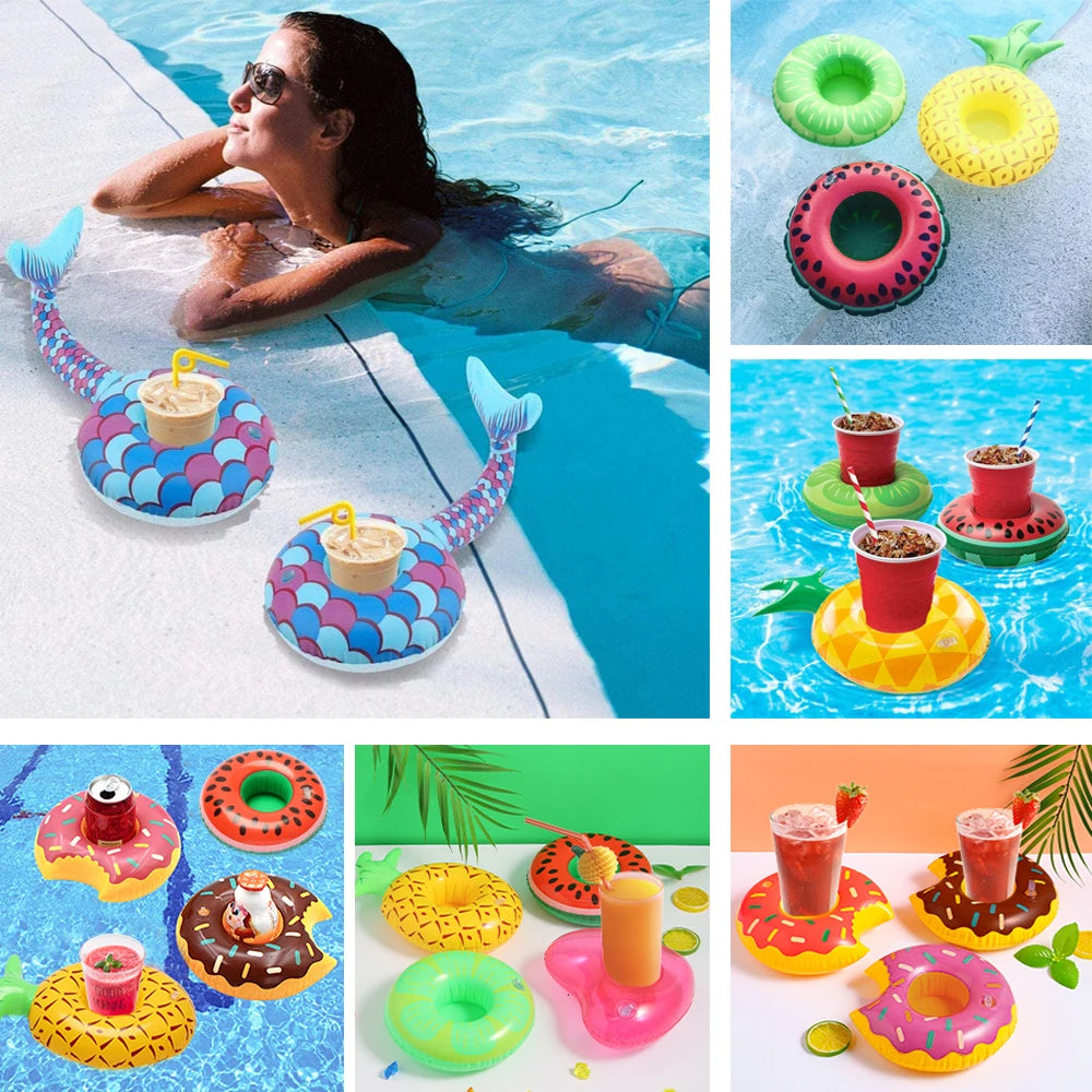 1Pc Inflatable Float Cup Pad Drink Holder Swimming Pool Cup Stand Holder Float Toy Coasters For Beverage Bottle Kids Toys