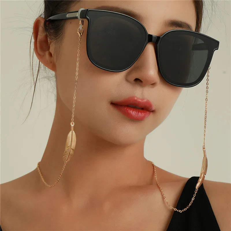 2021 Fashion Masking Chains for Women Sunglasses Chains Glasses Cord Holder Gold Color Leaf Eyewear Lanyard Necklace Strap Rope