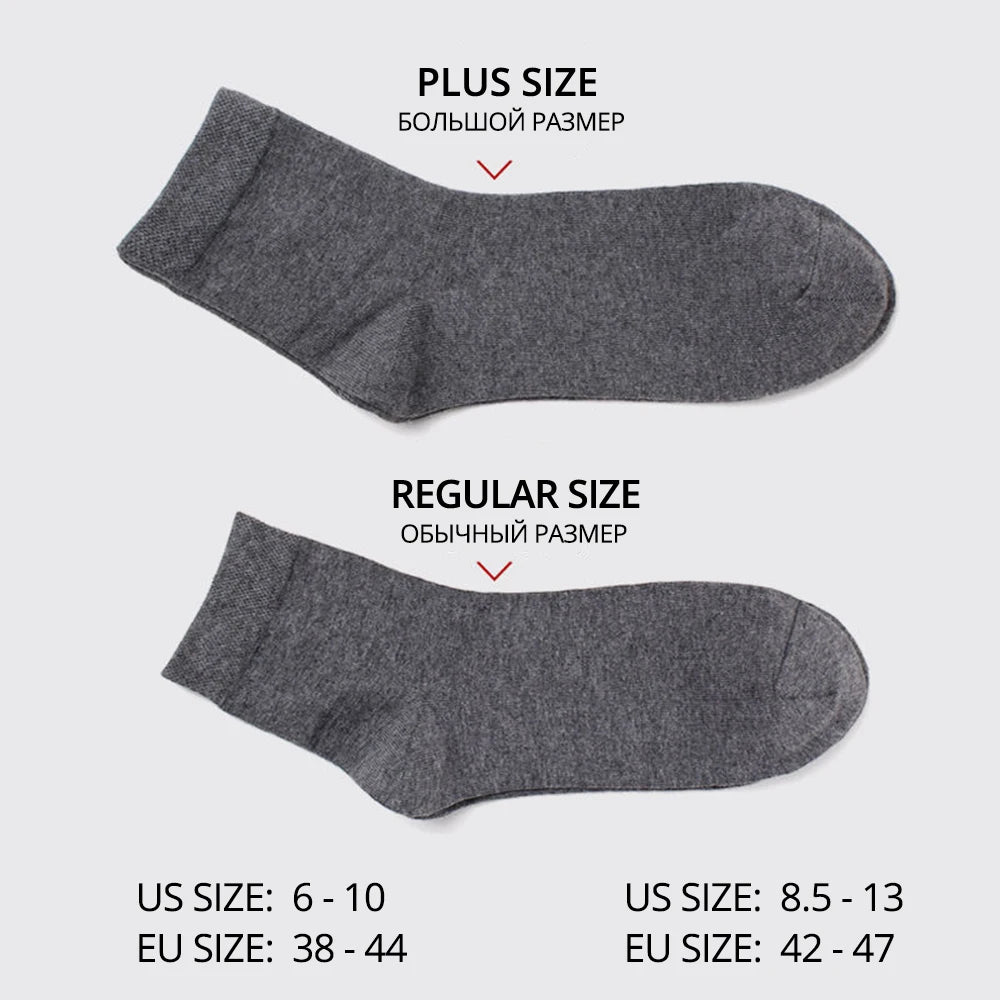 HSS 2023 High Quality Casual Men's Business Socks Summer Winter Cotton Socks Quick Drying Black White Long Sock Plus Size US7-14