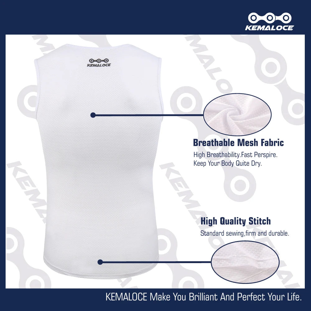 KEMALOCE Cycling Base Layer Sleevess Breathable White 2023 Cool Cycle Sleevess Vest Quick Dry Summer MTB Vest Bike Undershirts