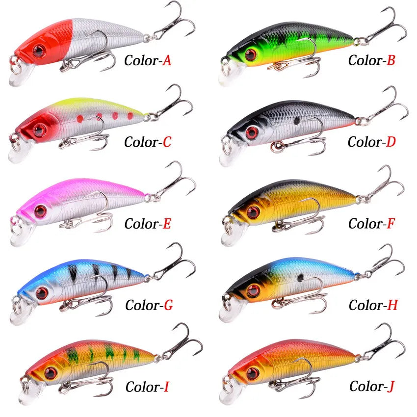 Aorace Minnow Fishing Lure 70mm 8g 3D Eyes Crankbait wobbler Artificial Plastic Hard Bait Fishing Tackle