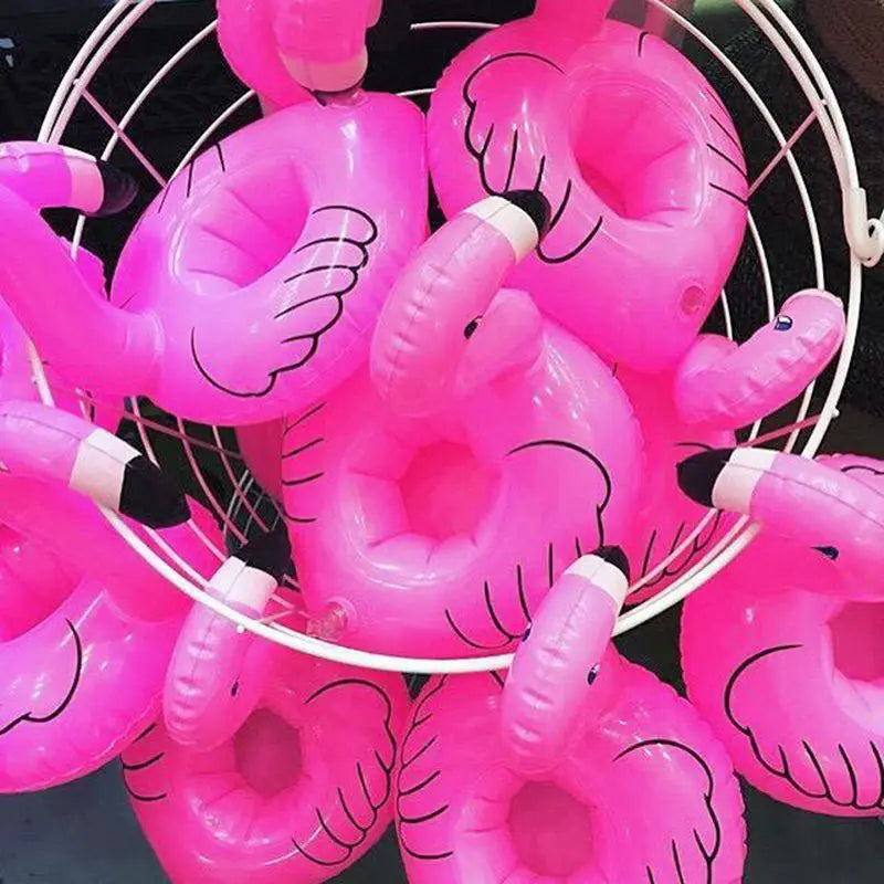 Mini Inflatable Flamingo  Donut Pool Float Toys Drink Float Cup Holder Swimming Ring Party Toys Beach Kids Adults