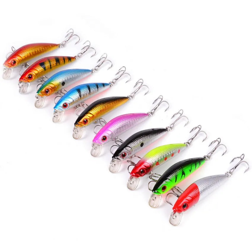 Aorace Minnow Fishing Lure 70mm 8g 3D Eyes Crankbait wobbler Artificial Plastic Hard Bait Fishing Tackle