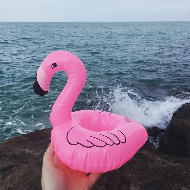 Mini Inflatable Flamingo  Donut Pool Float Toys Drink Float Cup Holder Swimming Ring Party Toys Beach Kids Adults