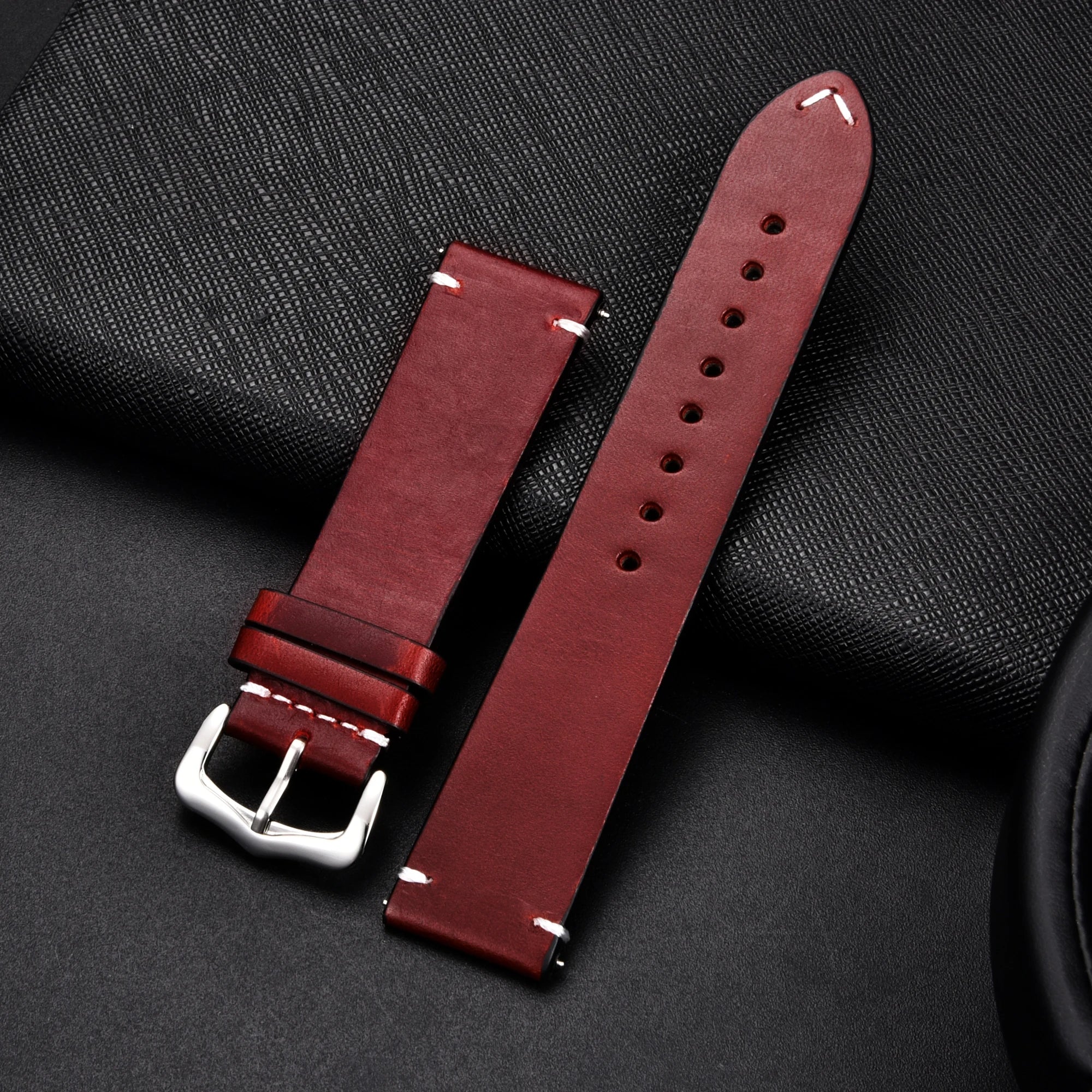 Retro Genuine Leather Strap Oil Wax Oily Discoloration Cowhide Leather Watchband 18 20 22 24mm High Quality Business Watch Band