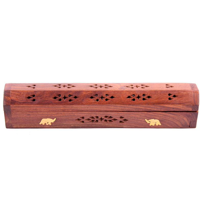 Decorative Sheesham Wood Box with Elephant Design IF120-0