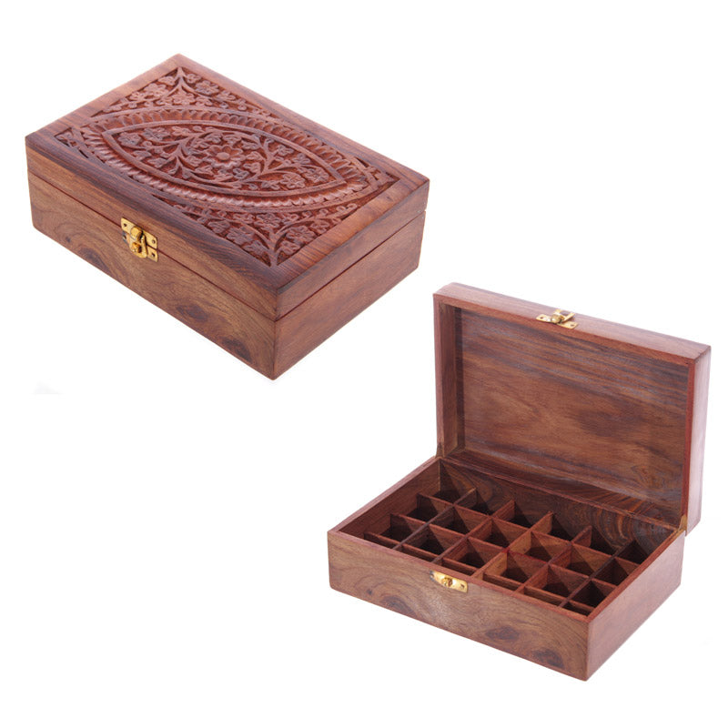 Decorative Sheesham Wood Carved Compartment Box Large IF189-0