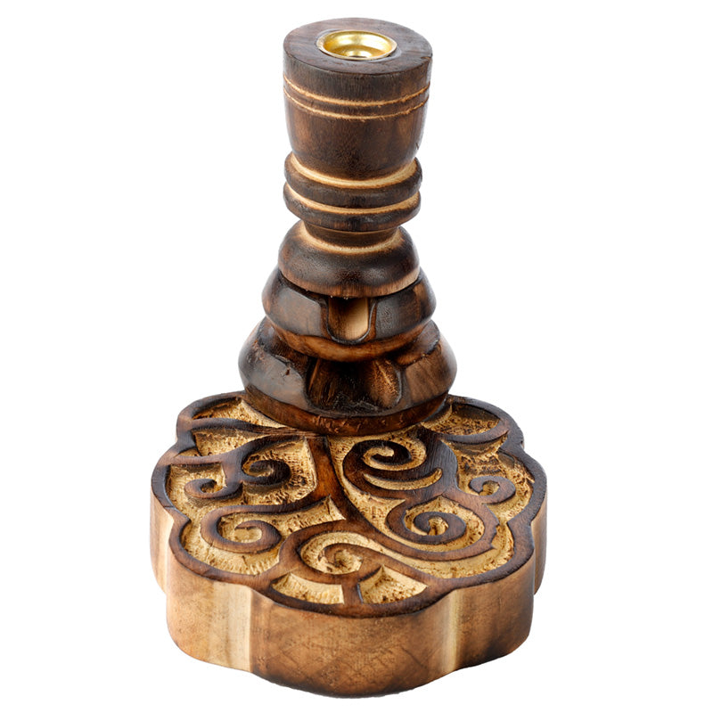 Mango Wood Backflow Incense Burner - Happy Tree  IF252-0