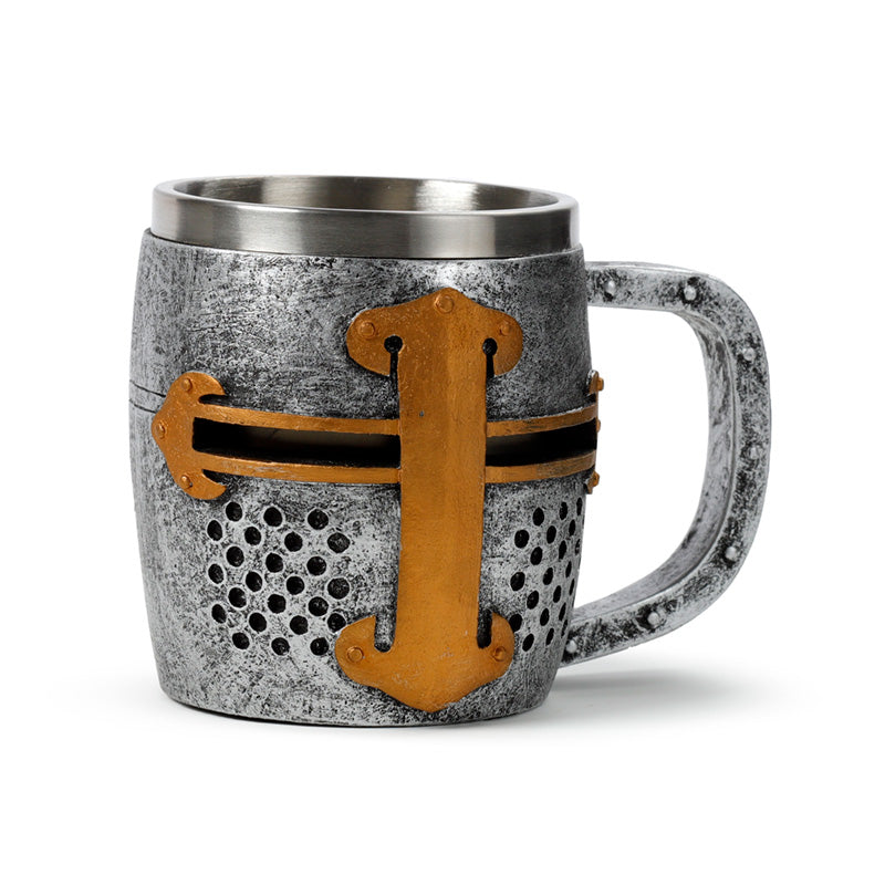 Decorative Tankard - Silver and Gold Medieval Knight KN213-0