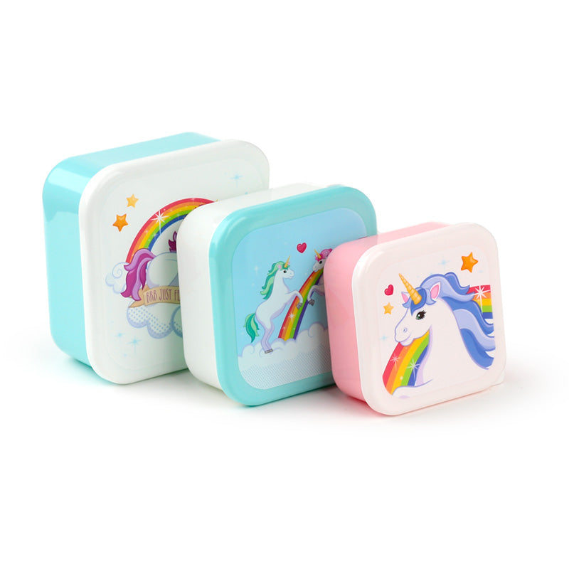 Lunch Boxes Set of 3 (S/M/L) - Enchanted Rainbow Unicorn LBOX08-0