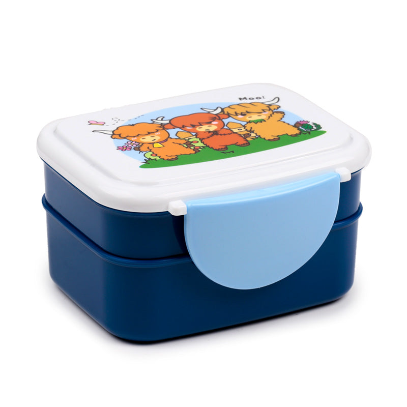 Bento Clip Lock Lunch Box with Cutlery - Adoramals Highland Coo LBOX107-0