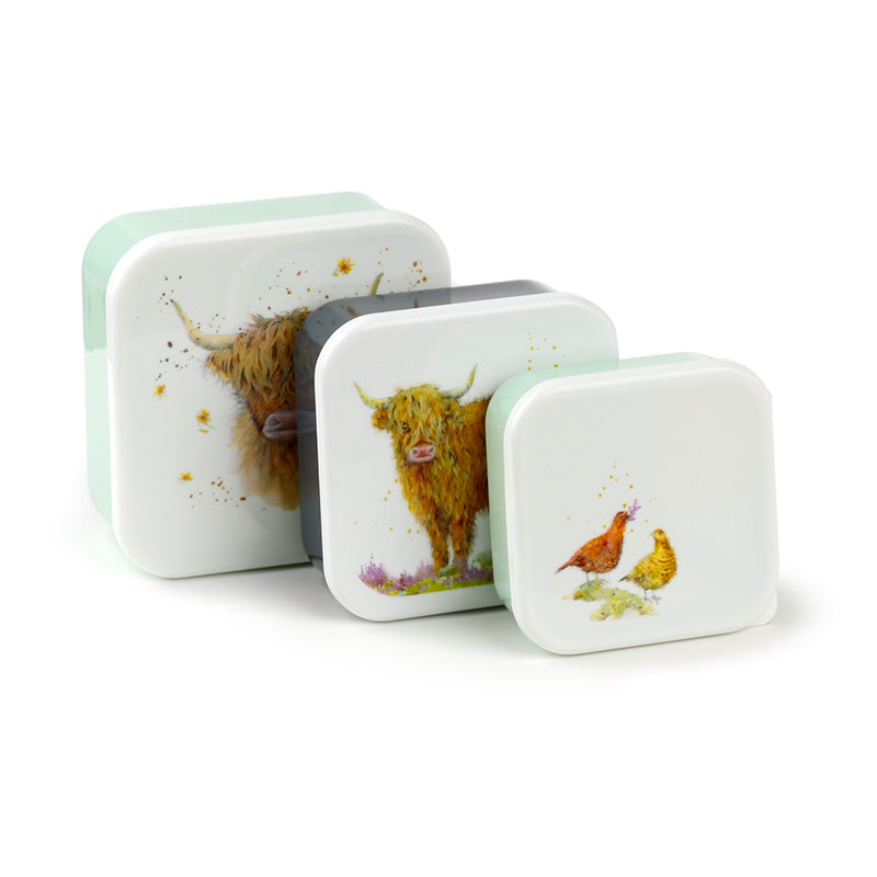 Lunch Boxes Set of 3 (M/L/XL) - Jan Pashley Highland Coo Cow LBOX93-0