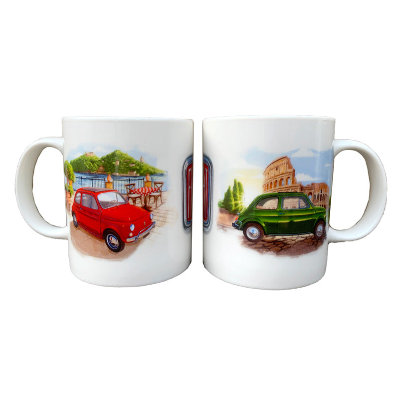 Collectable Porcelain Mug - Fiat 500 Rome & Riviera MUG434-0