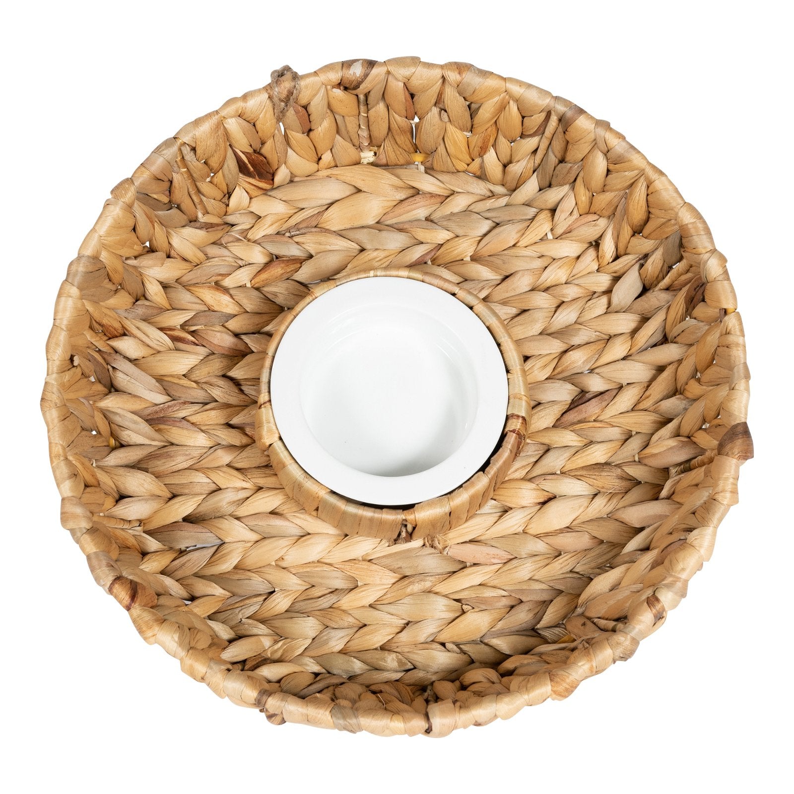 Circular Raffia Weaved Chip & Dip Tray 35cm-1